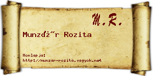 Munzár Rozita névjegykártya